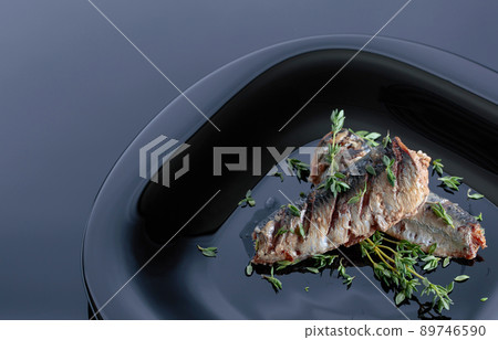 Grilled sardines with thyme . Grilled sardines with thyme . 89746590