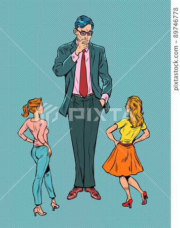 a man and two women are a choice, love and a relationship. Family psychology 89746778