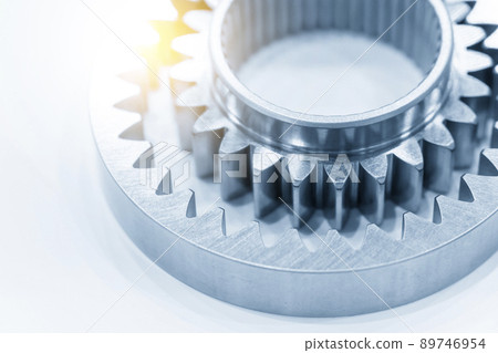 Close-up scene of assembly gear pump parts with lighting effect . 89746954