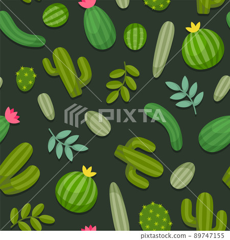 Cactus Seamless Pattern on White Background.... - Stock Illustration ...