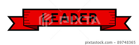 Ribbon label banner with word leader in red color on white background Ribbon label banner with word leader in red color on white background 89748365