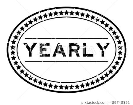 Grunge black yearly word oval rubber seal stamp on white background Grunge black yearly word oval rubber seal stamp on white background 89748531