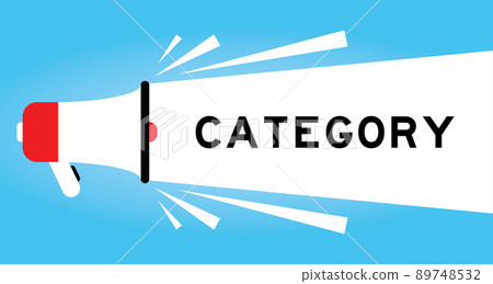 Color megphone icon with word category in white banner on blue background 89748532