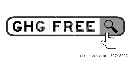 Search banner in word GHG (Abbreviation of greenhouse gas) free with hand over magnifier icon on white background 89748552