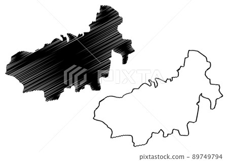 Charkhi Dadri district (Haryana State, Republic of India) map vector illustration, scribble sketch Charkhi Dadri map 89749794