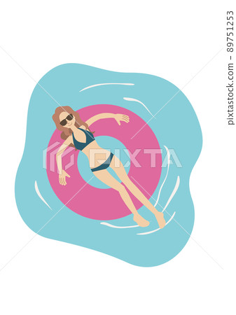 A woman relaxing on a float 89751253
