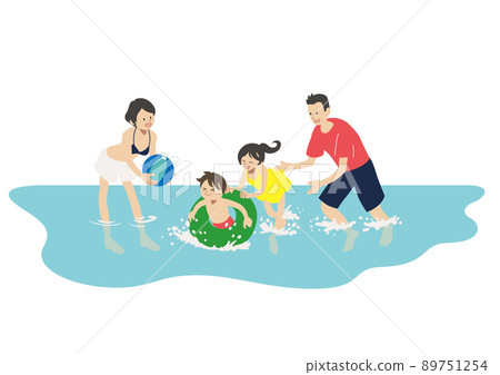 Family enjoying a sea bath 89751254