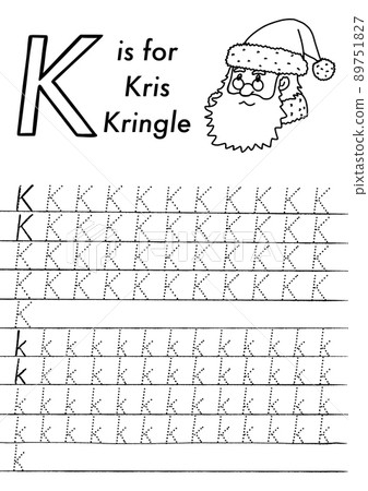 Christmas and New Year preschool ABC tracing worksheet. Simple educational printable game with colouring images and letters. Kids learn pages. 89751827