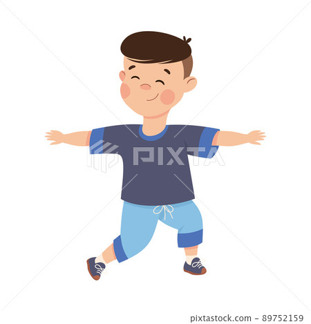 Little Boy Engaged in Physical Education Stretching During Class at School Vector Illustration Little Boy Engaged in Physical Education Stretching During Class at School Vector Illustration 89752159
