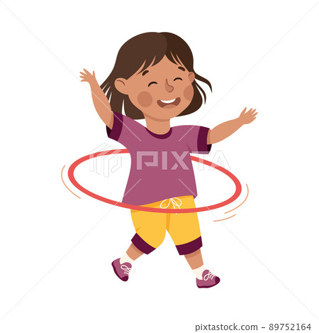 Little Girl Engaged in Physical Education with Hula Hoop During Class at School Vector Illustration Little Girl Engaged in Physical Education with Hula Hoop During Class at School Vector Illustration 89752164