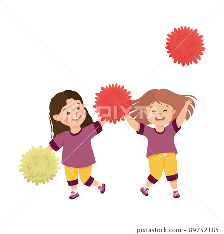 Little Girl Engaged in Physical Education Performing Cheerleading During Class at School Vector Illustration Little Girl Engaged in Physical Education Performing Cheerleading During Class at School Vector Illustration 89752185