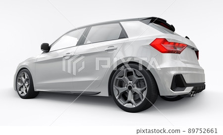 Compact urban premium car in a white hatchback on a white isolated background. 3d illustration 89752661