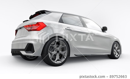 Compact urban premium car in a white hatchback on a white isolated background. 3d illustration 89752663