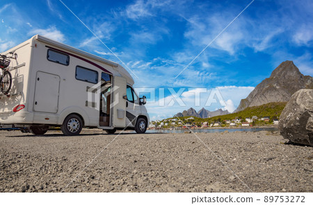 Family vacation travel RV, holiday trip in motorhome 89753272