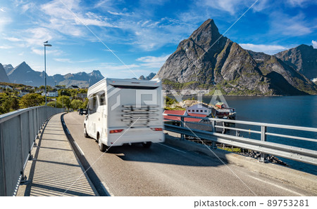 Family vacation travel RV, holiday trip in motorhome 89753281