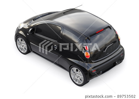 Black metallic ultra compact city car for the cramped streets of historic cities with low fuel consumption. 3d rendering 89753502