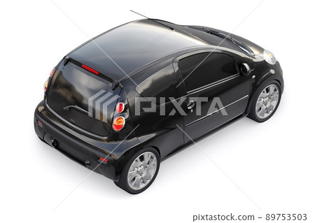 Black metallic ultra compact city car for the cramped streets of historic cities with low fuel consumption. 3d rendering 89753503