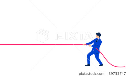 Illustration, copy space, vector of a businessman who draws a rope 89753747