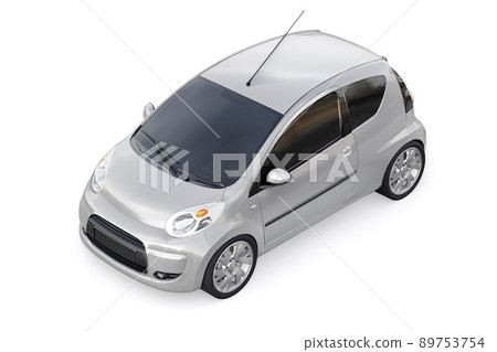 Gray metallic ultra compact city car for the cramped streets of historic cities with low fuel consumption. 3d rendering Gray metallic ultra compact city car for the cramped streets of historic cities with low fuel consumption. 3d rendering 89753754