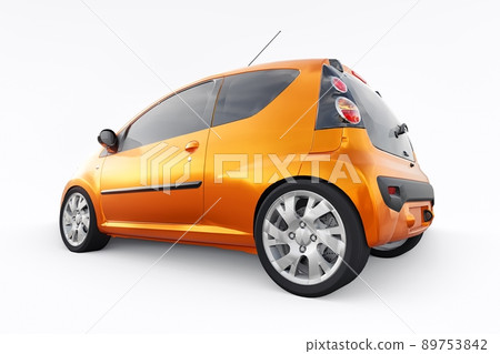 orange metallic ultra compact city car for the cramped streets of historic cities with low fuel consumption. 3d rendering 89753842