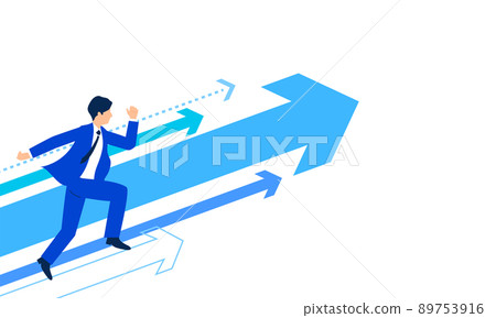 Jumping businessman and arrow illustration, vector Jumping businessman and arrow illustration, vector 89753916