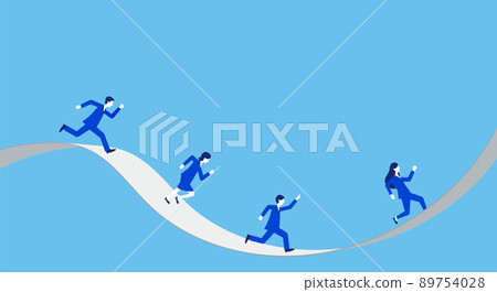 Illustration, vector of a business person running on a winding road 89754028