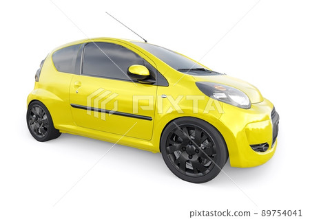 metallic ultra compact city car for the cramped streets of historic cities with low fuel consumption. 3d rendering 89754041