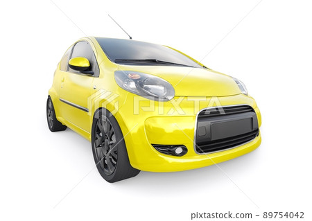 metallic ultra compact city car for the cramped streets of historic cities with low fuel consumption. 3d rendering 89754042