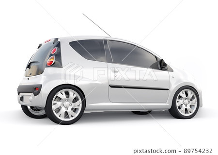 metallic ultra compact city car for the cramped streets of historic cities with low fuel consumption. 3d rendering 89754232