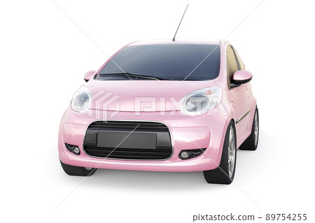 metallic ultra compact city car for the cramped streets of historic cities with low fuel consumption. 3d rendering 89754255