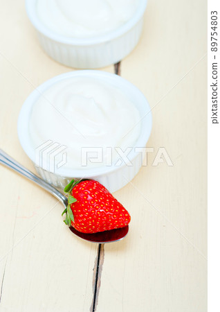 organic Greek yogurt and strawberry 89754803