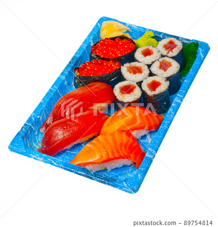 take away sushi express on plastic tray 89754814