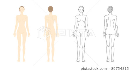 沒有裸線只有黑線的女性全身模型套裝 沒有裸線只有黑線的女性全身模型套裝 89754815