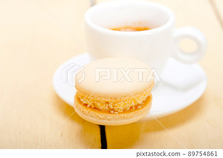 colorful macaroons with espresso coffee colorful macaroons with espresso coffee 89754861