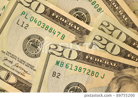 Big amount of old 20 dollar bills details on macro photography. Money earnings, payday or tax paying period Big amount of old 20 dollar bills details on macro photography. Money earnings, payday or tax paying period 89755200