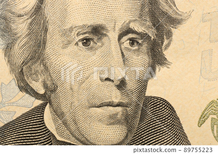 Macro shot with part of 20 US dollars bill. Twenty dollars banknote close up photo with high resolution. Money earnings, payday or tax paying period Macro shot with part of 20 US dollars bill. Twenty dollars banknote close up photo with high resolution. Money earnings, payday or tax paying period 89755223