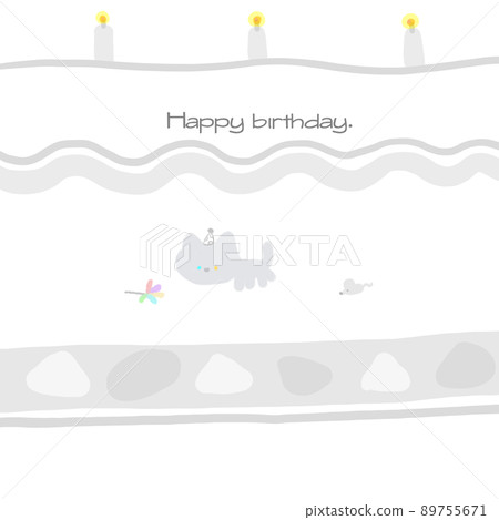 生日賀卡動物兔貓熊蛋糕 89755671