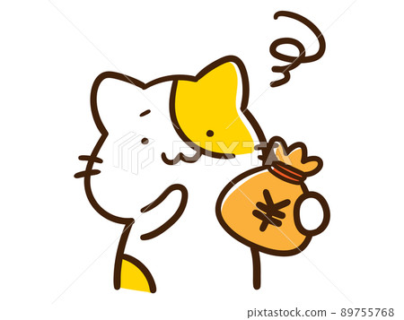 Handwritten style illustration of a cute cat that makes you feel uncomfortable with money Handwritten style illustration of a cute cat that makes you feel uncomfortable with money 89755768