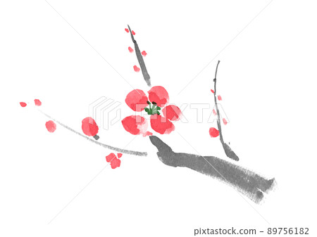 Hand-painted Japanese-style illustration of plum blossoms Hand-painted Japanese-style illustration of plum blossoms 89756182