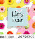 Easter Poster With Flowers And Eggs 89756209