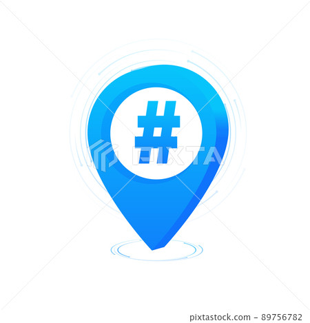 Doodle illustration with hashtag pin. Vector illustration Doodle illustration with hashtag pin. Vector illustration 89756782