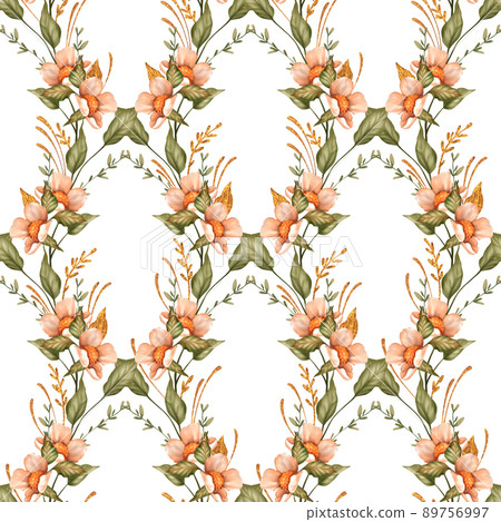 Floral seamless pattern with with delicate flowers on white background 89756997