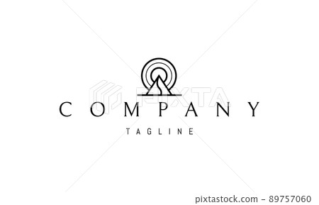 Vector logo on which an abstract image of a mountain and the sun above it. Vector logo on which an abstract image of a mountain and the sun above it. 89757060