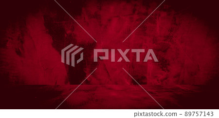 Old wall texture cement black red background abstract dark color design are light with white gradient background. 89757143