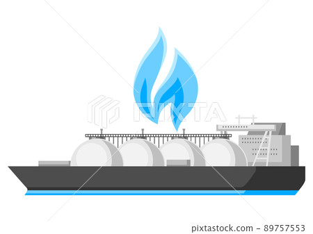 Illustration of ship carrying natural gas in storage facilities. Industrial and business image. Illustration of ship carrying natural gas in storage facilities. Industrial and business image. 89757553