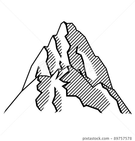 Stylized image of mountains. Natural illustration. Engraving style. 89757578