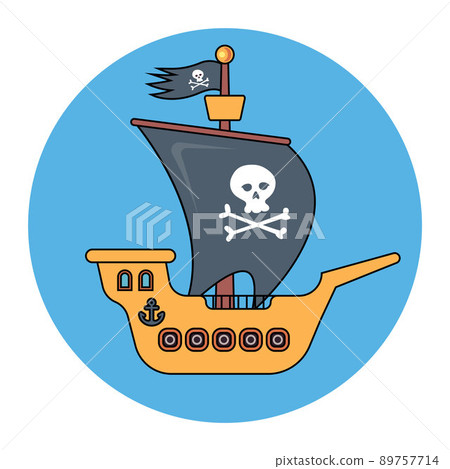 Toy children home-made pirate ship. 89757714