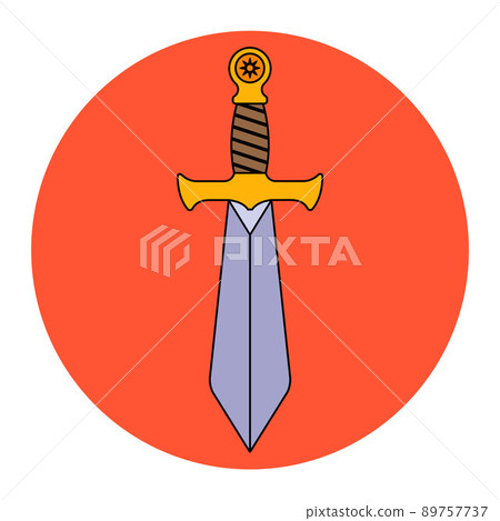 a long sword with a golden handle from the Middle Ages. a long sword with a golden handle from the Middle Ages. 89757737