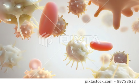 Cancerous cells in blood cell. 3D Microbiology 89758618