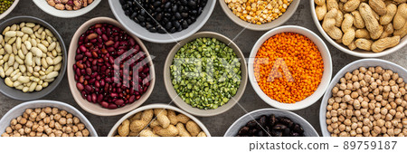 Different types of legumes in bowls 89759187